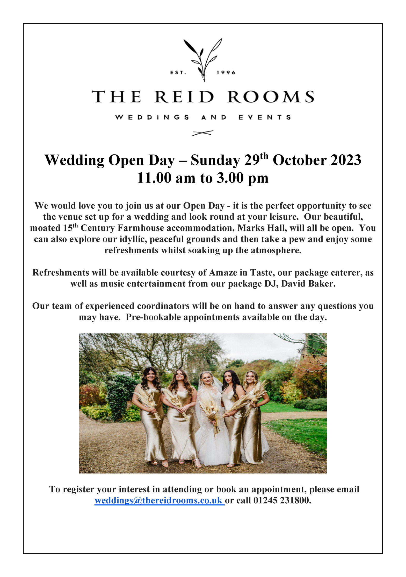 Wedding Open Evening Flyer Oct23